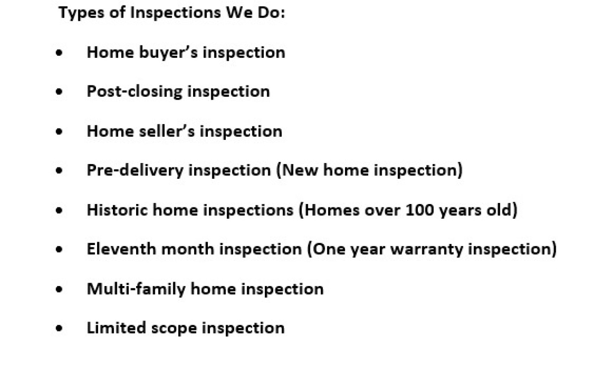 Types of inspections we do: